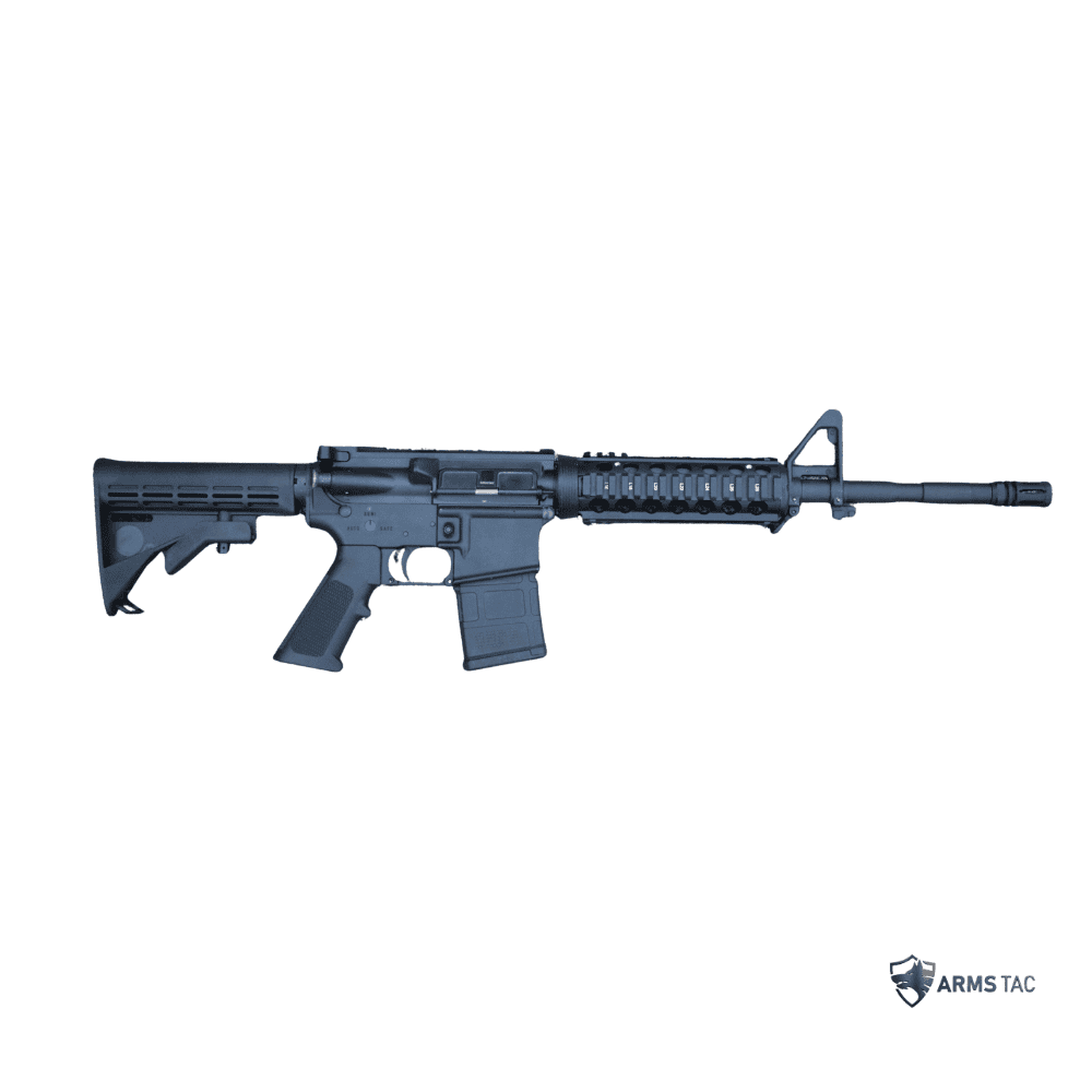 Colt M4 Carbine Quad Rail .223 Rifle with A2 front sight and adjustable stock